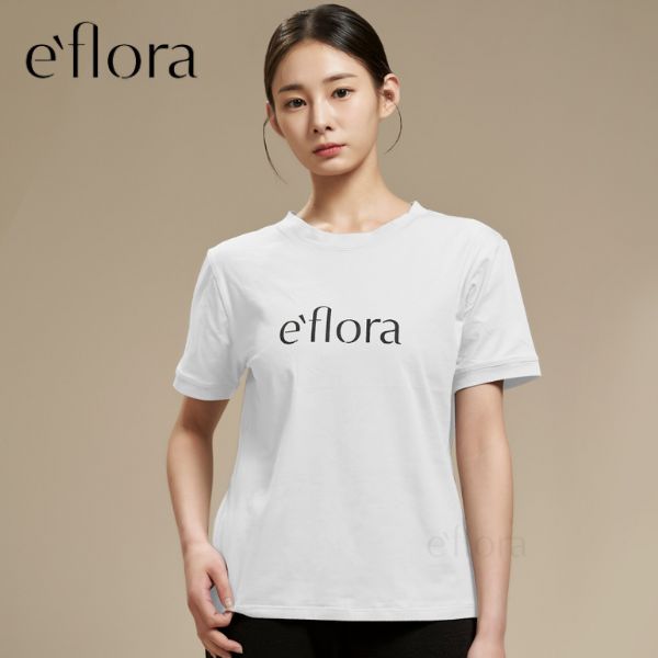 【 e`flora /イーフローラ 】バレエ Tシャツ 半袖 ロゴ 白 ホワイト　トップス Logo T-shirt 