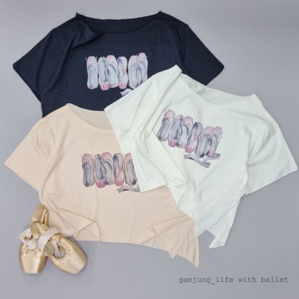 【Gamjung Life】バレエ　クロップ Tシャツ ウォームアップ
