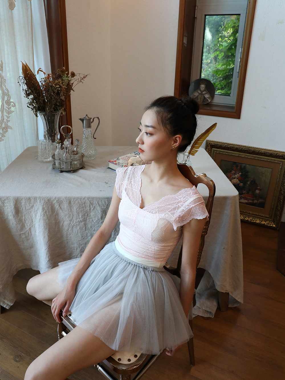 バレエ レース トップス 【 LEVDANCE / レヴダンス 】 半袖 美しい