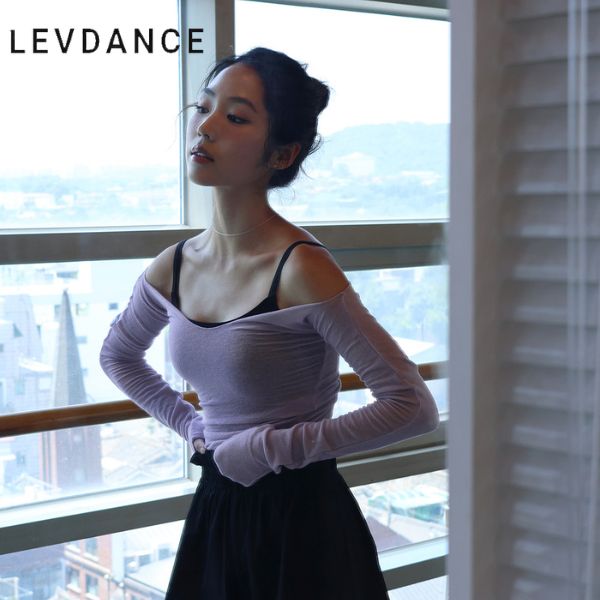 バレエ オフショルダー トップス 長袖  LEVDANCE