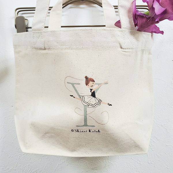 売り切れました。バレエトートバッグ バレエ 刺繍入りミニトート 名入れ刺しゅう可 バレエ柄 バレエ