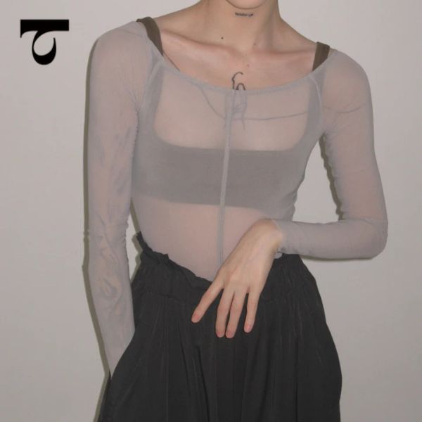 バレエ トップス 大人【Typha/タイファ】長袖 オフショルダー メッシュ バレエボディスーツ