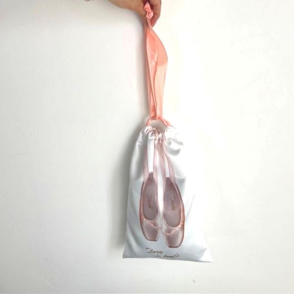 バレエ シューズ入れ 巾着 トウシューズ バレエシューズ リボン サテン