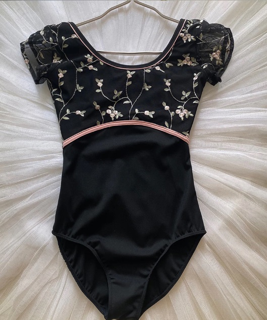 黒レース パフスリーブ 娘役レオタードS～Mサイズ エンジェルコレクション パフスリーブレオタード 08 | すべての