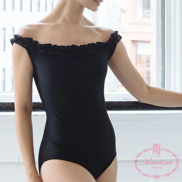【Xiaoxiao/シャオシャオ】 バレエ レオタード 大人 マリー　フリルネック オフショルダー レオタード